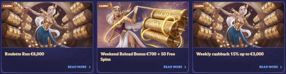 DivaSpin ongoing promotions featuring weekend reloads and weekly cashback.